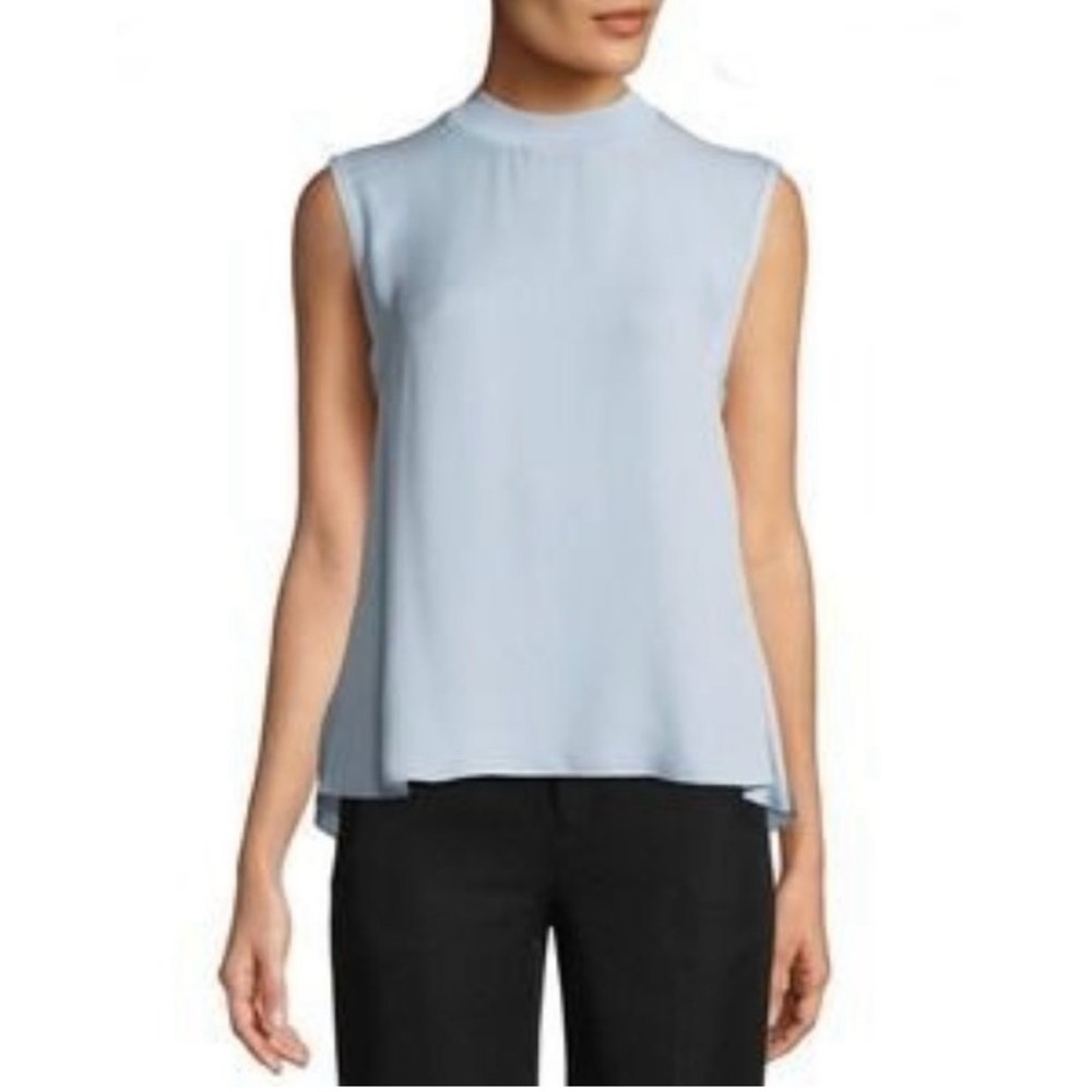 Vince Sleeveless Sky Blue Silk Blouse with tie back, NWOT
